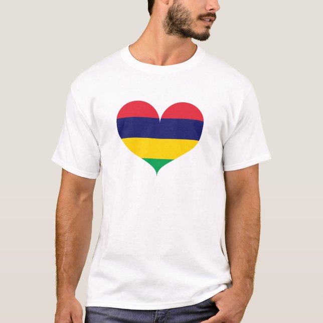 T-shirt J'aime le drapeau mauricien (Devant)