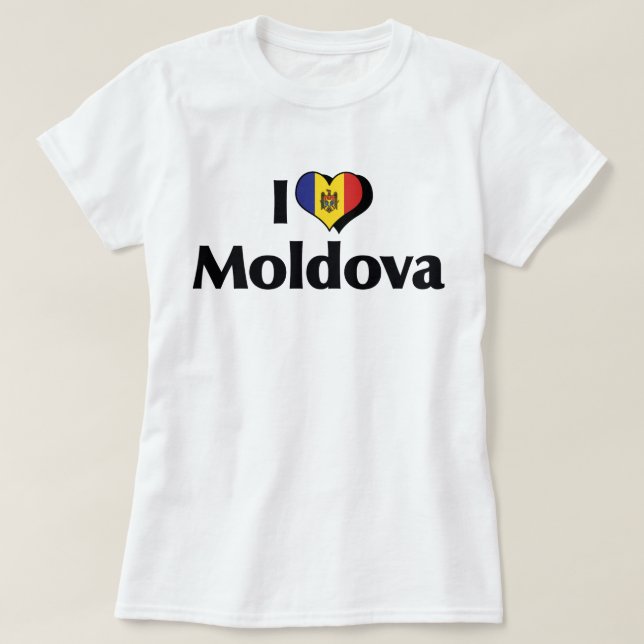T-shirt J'aime le drapeau moldave (Design devant)