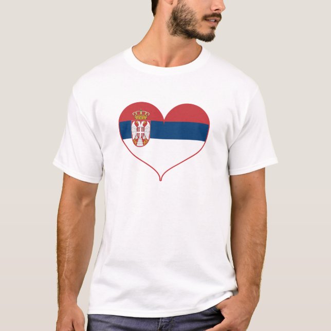 T-shirt J'aime le drapeau serbe (Devant)