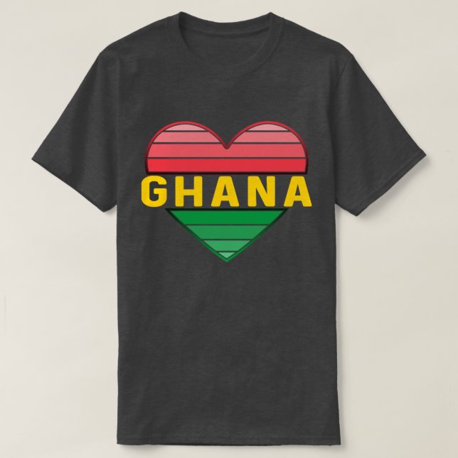T-shirt J'aime le Ghana, le coeur ghanéen (Design devant)