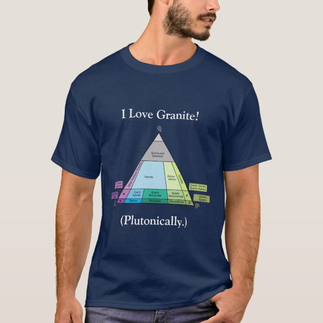 T-shirt J'aime le granit… Plutonically (foncé) (Devant)