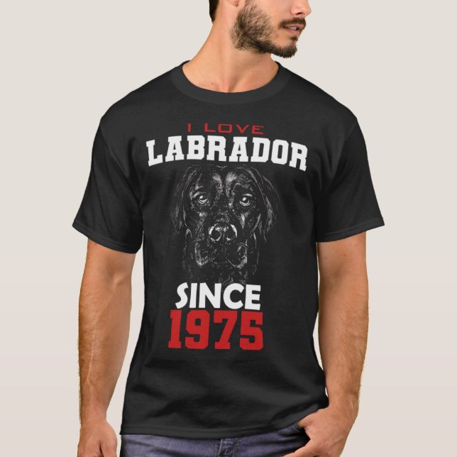 T-shirt J'aime le labrador depuis 1975 (Devant)