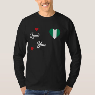T-shirt J'aime le Nigeria avec un drapeau nigérian dans un