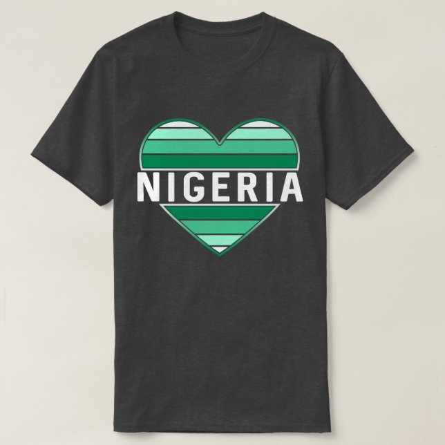 T-shirt J'aime le Nigeria, le coeur nigérian (Design devant)