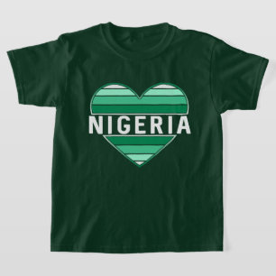 T-shirt J'aime le Nigeria, le coeur nigérian
