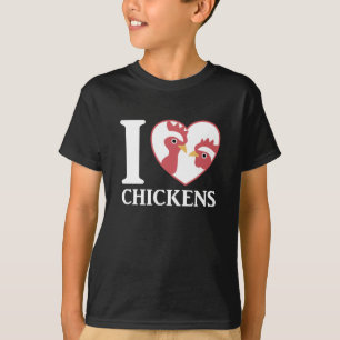 T-shirt J'Aime Le Poulet Et Le Coq Dans Mon Coeur