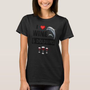 T-shirt J'aime le vin et les dauphins buvant la vie aquati