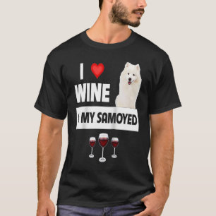 T-shirt J'aime le vin et mes pattes d'élevage Samoyed Mama