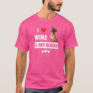 T-shirt J'Aime Le Vin Et Mon Boxer Bulldog Maman Papa Boir
