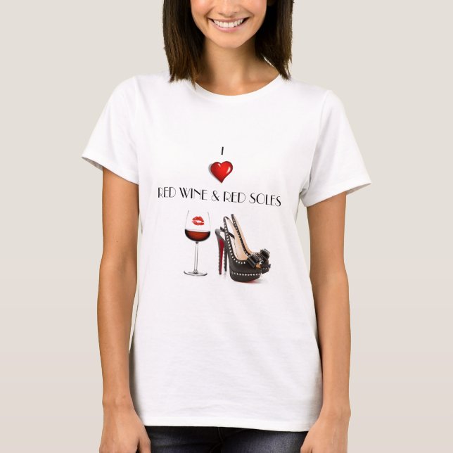T-SHIRT J'AIME LE VIN ROUGE ET LA CHEMISE ROUGE DE (Devant)