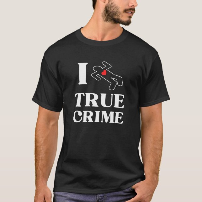 T-shirt J'aime le vrai crime avec le meurtre au crayon et  (Devant)