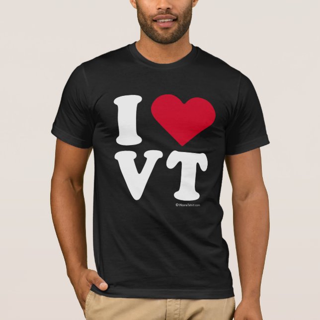 T-SHIRT "J'AIME LE VT" "QUE J'AIME LE VERMONT " (Devant)