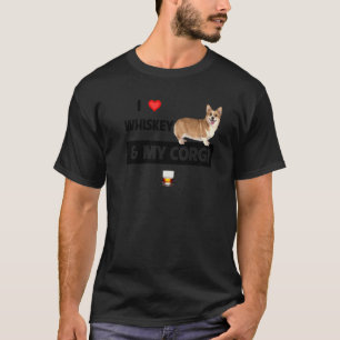 T-shirt J'aime le Whisky Et Ma Mère Corgi Papa Chien Verre