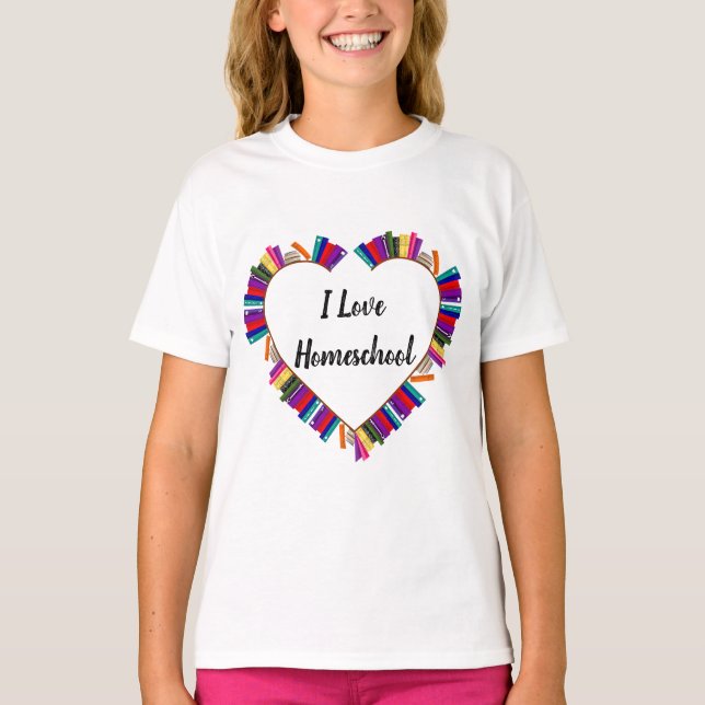 T-shirt J'aime l'école à domicile, les enfants de l'école  (Devant)