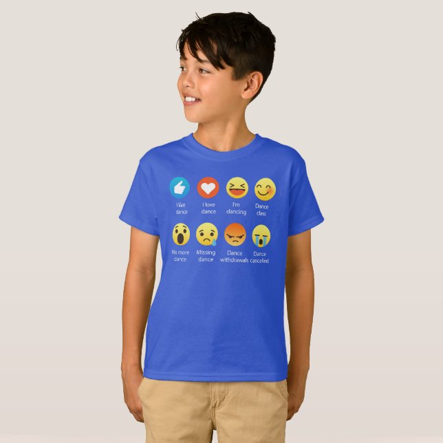 T-shirt J'aime l'émoticône de DANSE (emoji) (la police (Devant entier)