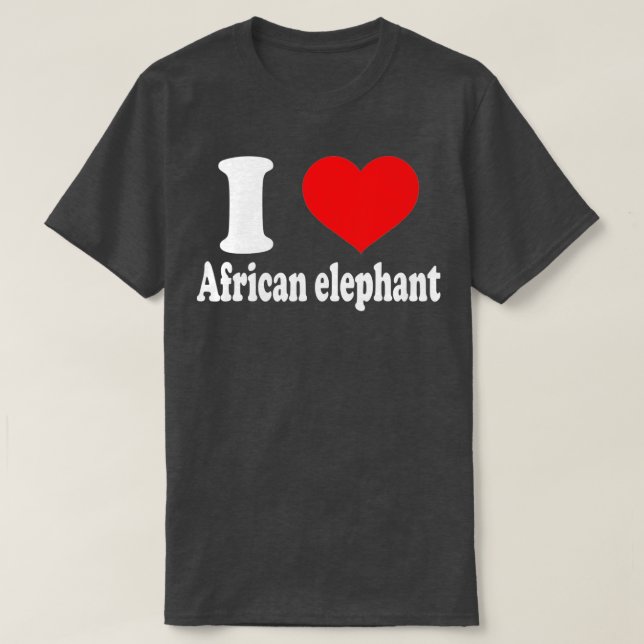 T-shirt J'aime les animaux d'éléphant africains (Design devant)