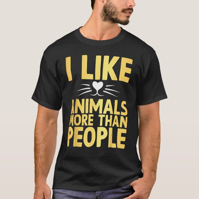 T-shirt J'aime les animaux plus que les gens drôle animal (Devant)