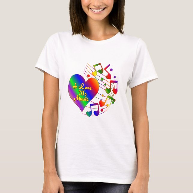 T-shirt J'aime les années 70 la musique (Devant)