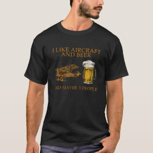 T-shirt J'Aime Les Avions Et La Bière Et Peut-Être 3 Perso