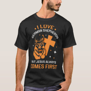 T-shirt j'aime les bergers allemands mais jésus vient touj