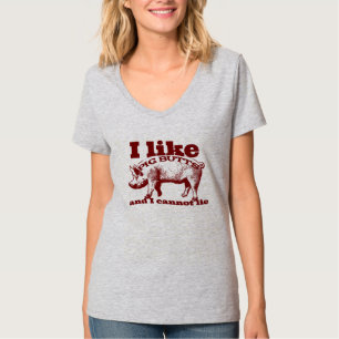 T-shirt J'aime les boutons de cochon Bacon et tout