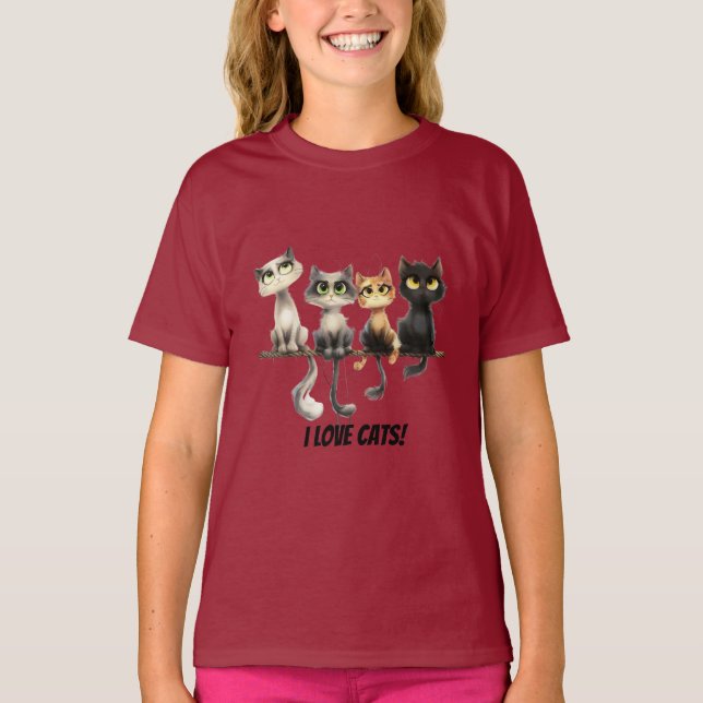 T-shirt J'aime les chats (Devant)