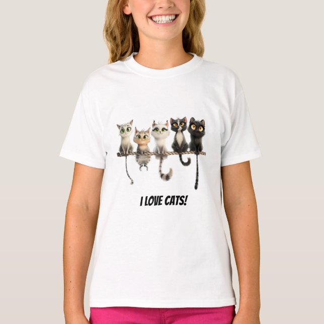T-shirt J'aime les chats (Devant)