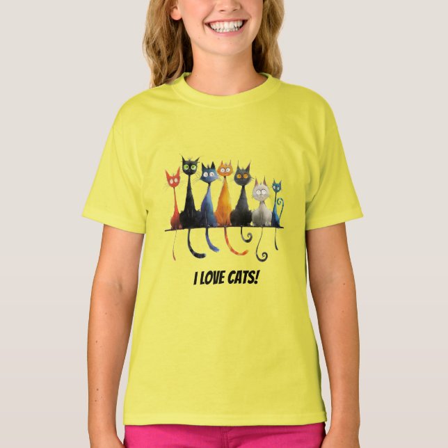 T-shirt J'aime les chats (Devant)