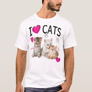 T-shirt J'aime les chats   Amoureux des chats I love Kitte
