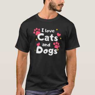 T-shirt J'Aime Les Chats Et Chiens, Les Animaux