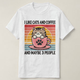 T-shirt J'aime les chats et peut-être 3 personnes drôles