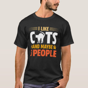 T-shirt J'aime les chats et peut-être 3 personnes pour cha