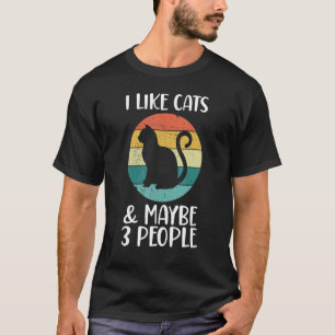 T-shirt J'Aime Les Chats Et Peut-Être 3 Personnes Retro Ca