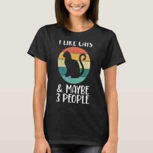 T-shirt J'Aime Les Chats Et Peut-Être 3 Personnes Retro Ca