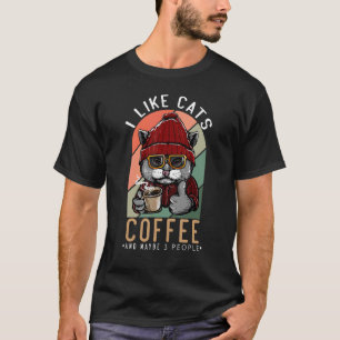 T-shirt j'aime les chats le café et peut-être 3 personnes