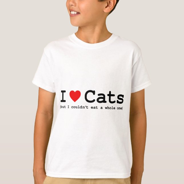 T-shirt J'aime les chats (mais moi ne pourrait pas manger (Devant)