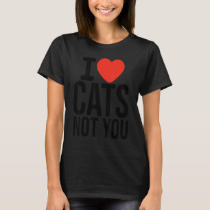 T-shirt J'Aime Les Chats Pas Vous Cœur Rouge Papa Chat Ma