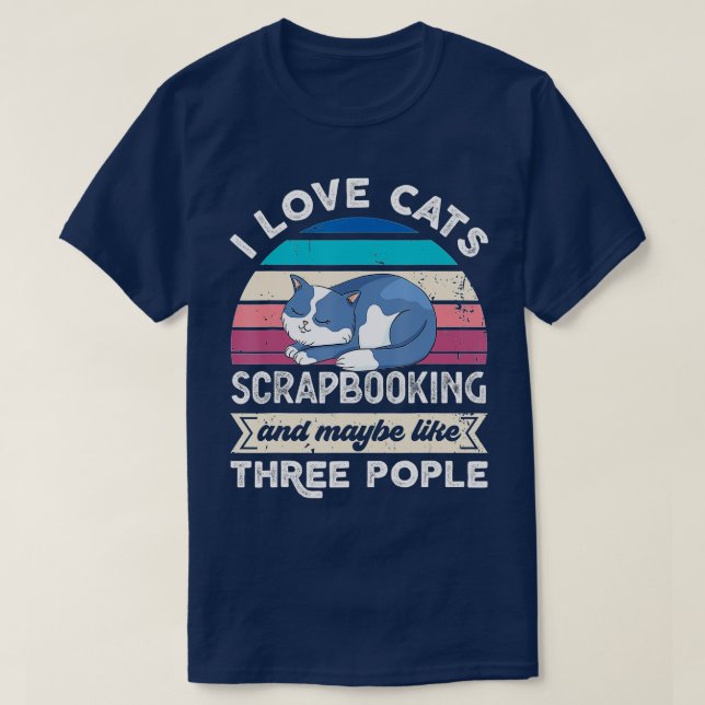 T-shirt J'aime les chats scrapbooking et comme trois perso (Design devant)