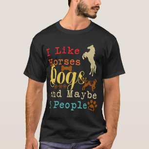 T-shirt J'aime les chevaux chiens peut-être 3 personnes ca