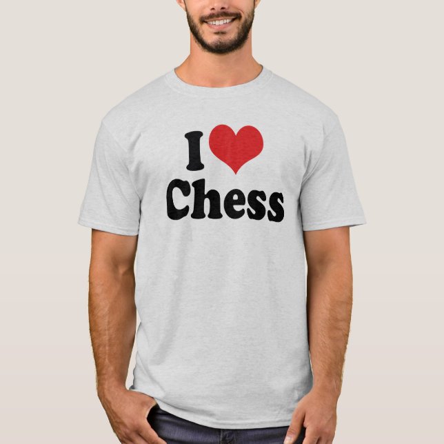 T-shirt J'Aime Les Échecs Coeurs (Devant)
