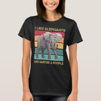 T-shirt J'Aime Les Éléphants Et Peut-Être 3 Personnes