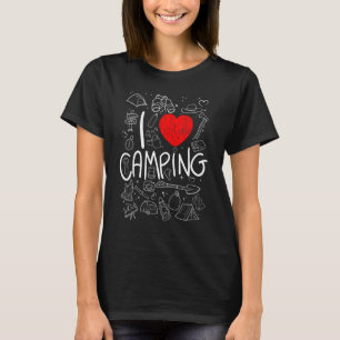 T-shirt J'aime les feux de camp Cœur Camping en plein air 