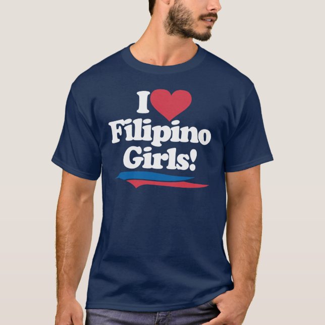 T-shirt J'aime les filles philippines - blanc (Devant)