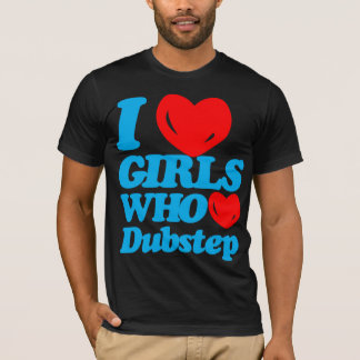 T-shirt J'aime les filles qui aiment Dubstep (cyan/rouge)