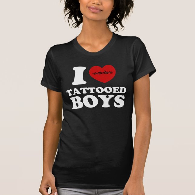 T-shirt j'aime les garçons tatoués (Devant)
