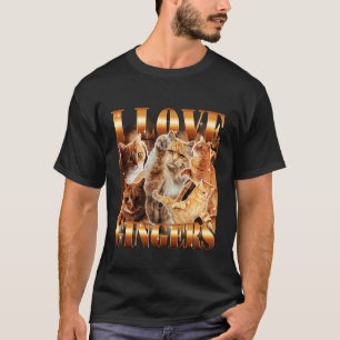 T-shirt J'aime les Gingers Mème de Chat Drôle Mignon Kitte