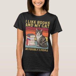 T-shirt J'aime les livres et mon chat et peut-être 3 perso