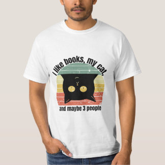 T-shirt J'aime les Livres Mon Chat Et Peut-être 3 Personne