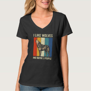 T-shirt J'aime les loups et peut-être 3 personnes rétro lo