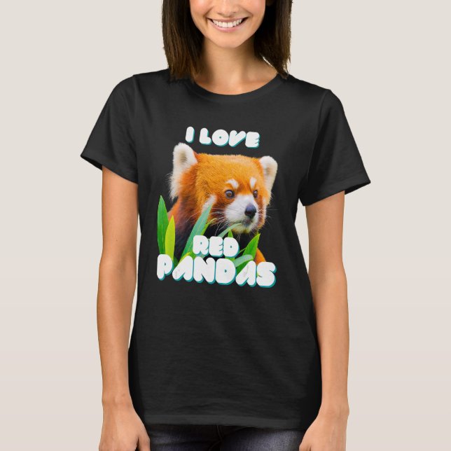 T-shirt J'aime les pandas rouges animal sauvage (Devant)